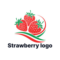 strawberry logo design silhouette vector line art logo design