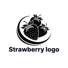 strawberry logo design silhouette vector line art logo design