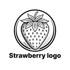 strawberry logo design silhouette vector line art logo design