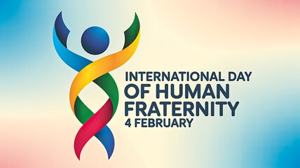 International day of human fraternity celebration with colorful unity symbol

