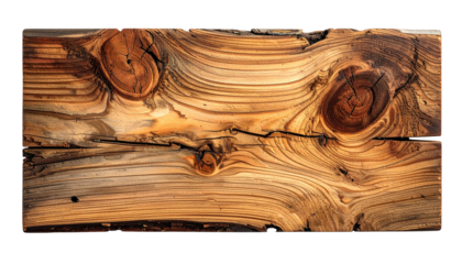 Close-up of a weathered wood plank with knots, grains, and textures, showing natural aging