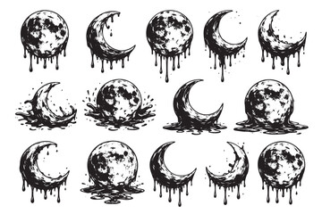 sets of liquid Moon  on white background