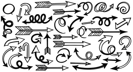 Collection of Hand Drawn Arrows and Symbols in Various Styles.
