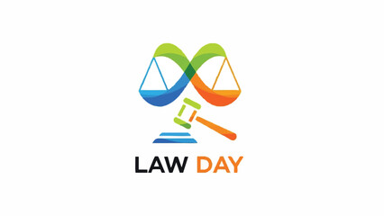 Law Day Symbol with Scales of Justice and Gavel.