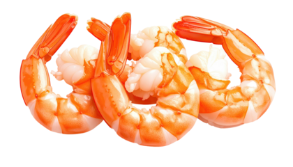 Close-up of cooked shellfish on a black background. Vivid orange color and detailed texture