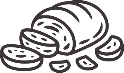 Sliced loaf of bread with rounded crust and visible crumb texture food bakery