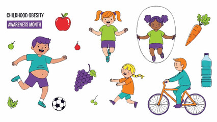 Childhood Obesity Healthy Lifestyle Activities and Healthy Food Choices.