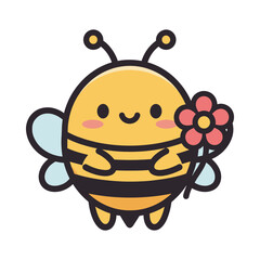 Obraz premium Adorable Cartoon Bee with Flower Illustration