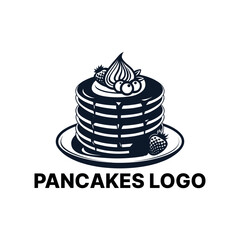 pancakes logo design silhouette vector line art logo design