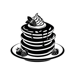 pancakes logo design silhouette vector line art logo design