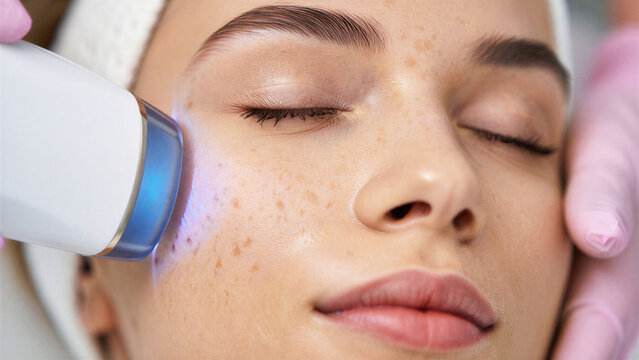 Advanced pigmentation removal using IPL phototherapy laser technology for even tone, age spot reduction, youthful glow, anti aging skin rejuvenation and high-tech non-invasive aesthetic treatments