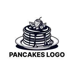pancakes logo design silhouette vector line art logo design