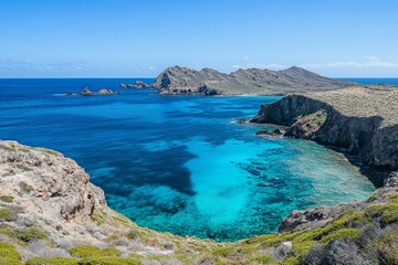 Scenic View of Tropical Turquoise Bay and Coastal Cliffs