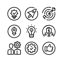 A professional set of black business icons and web symbols featuring vector illustrations for internet communication, concept, email, website, phone, online, arrow