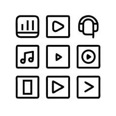 Glossy vector media icons set featuring business and communication signs for web and mobile internet design including square , application, software, data, info, link, site