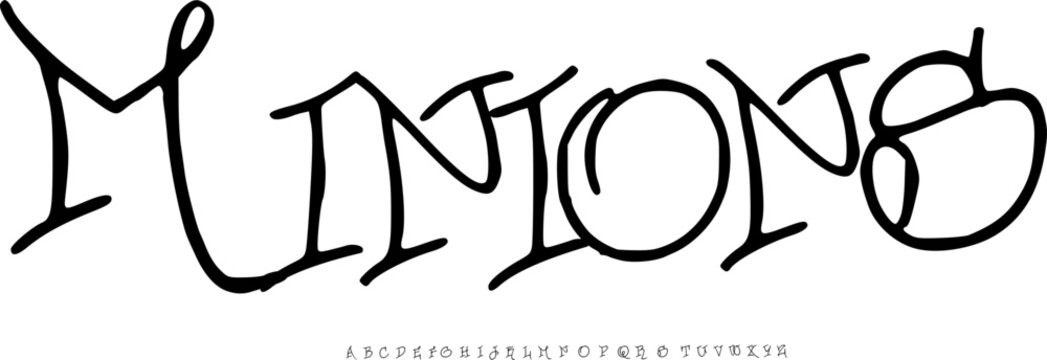 Minions Handwritten Display Font &ndash; Expressive Irregular Script Alphabet with Loose Strokes and Playful Rhythm for Posters, Quotes, Indie Branding & Creative Typography