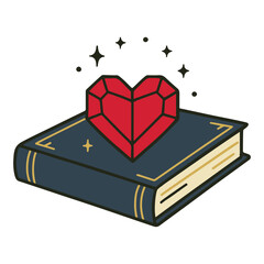 Crystal Resting Illustration, Romantasy Bookish Magic Clipart, Romantasy Bookish Clip Art, Fantasy Romance Book, Magical Love Book, Girly Fantasy Reading Design
