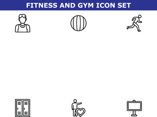 A set of fitness and gym icons on a white background