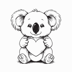 Cute Koala Hugging A Heart With Happy Valentine Day Image Vector