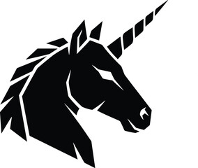 Geometric unicorn head silhouette, fantasy vector icon © razia