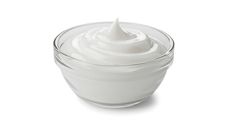 Creamy Swirl of Yogurt in Glass Bowl - Studio Shot.