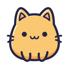 Adorable Cartoon Cat Face Vector Illustration