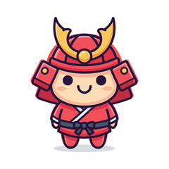 Cute Cartoon Samurai Character Illustration