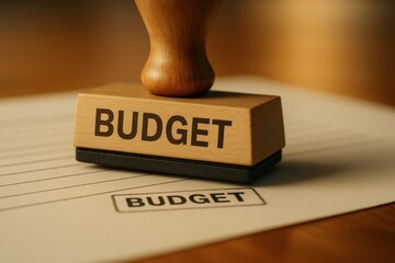 Budget planning goal 2026 concept with wooden stamp on paper for financial management and success in business strategy