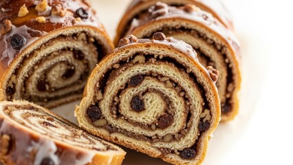 Fototapeta premium Slovenian Nut Potica Swirls, A Delectable Baked Pastry Slice