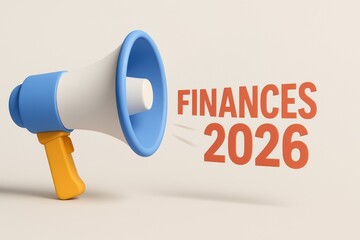 Budget planning goal for finances 2026 announced with megaphone symbolizing clear communication and future success