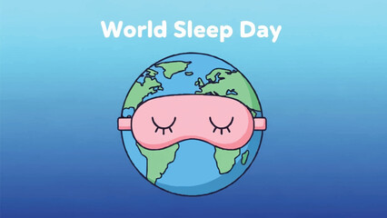World Sleep Day Earth Wearing Sleeping Mask.