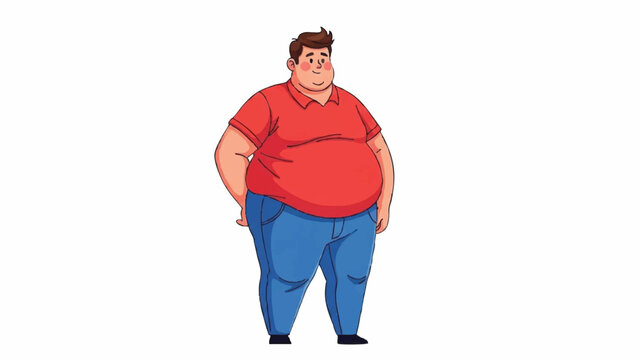 Cartoon illustration of a very overweight man standing.