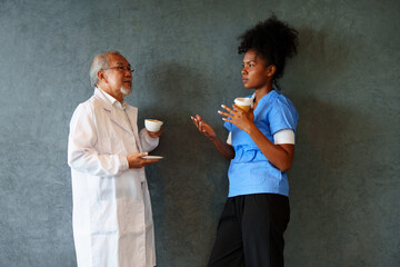 The doctors and nurses are discussing the surgery for the patient.