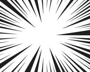 Obraz premium Abstract comic book transparent background. Manga action burst lines vector illustration. Black white action lines create energetic effect background.