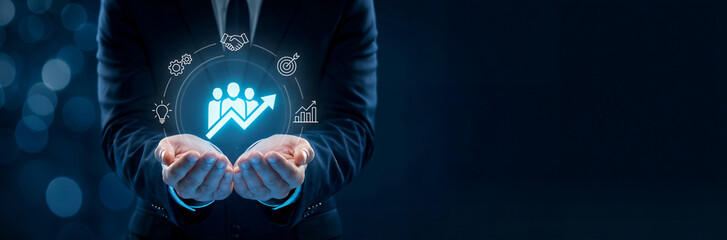 Upskilling for future skills. A glowing growth chart and skill icons, symbolizing continuous upskilling, workforce development, innovation and future ready capabilities in a digital economy.