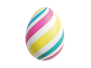 Easter egg isolated on transparent background with colorful stripes