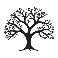 Fototapeta premium Tree silhouette isolated on white background. Vector illustration for your design.