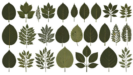 vector set of green leaves