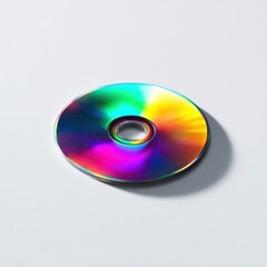 Isolated compact disc on a bright white surface, crisp edges and soft shadow in a minimal studio shot