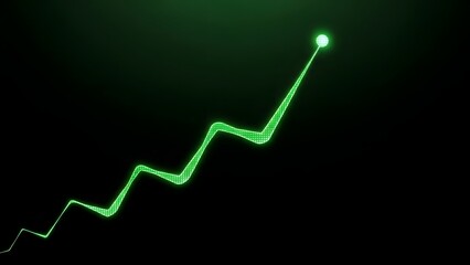 Green line graph with zigzag pattern and bright endpoint