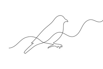 Obraz premium Bird one line drawing vector minimalist animal silhouette isolated on white background