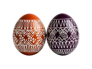 Two decorative eggs isolated on transparent background