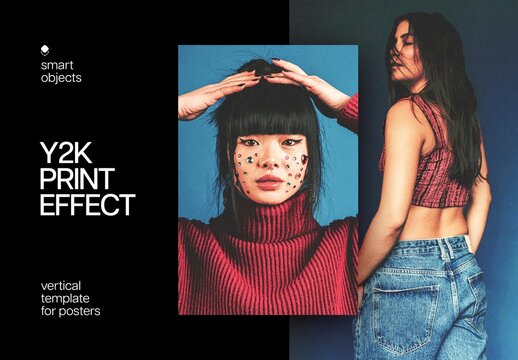 Y2k Print Poster Effect Mockup