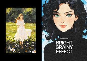 Bright Grainy Poster Photo Effect Mockup