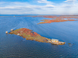 Fishermen and Small Islets in the Gediz Delta, Izmir Bay, Turkey