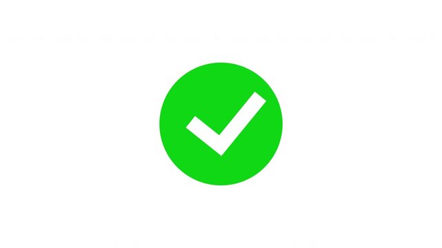 4K animation green check mark that symbolizes approval or success	