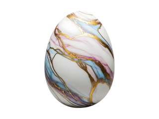 Easter egg isolated on transparent background with colorful swirls