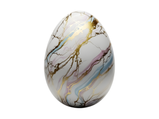 Easter egg isolated on transparent background with colorful marble pattern