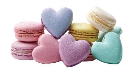 Colorful heart shaped macarons for valentine or wedding, pastel dessert for sweet treat and valentines celebration as lovely gourmet food