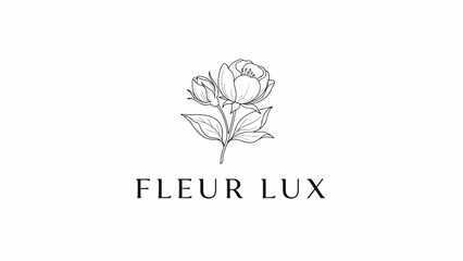 Fototapeta premium Elegant Fleur Lux Logo with Detailed Floral Line Art Design.